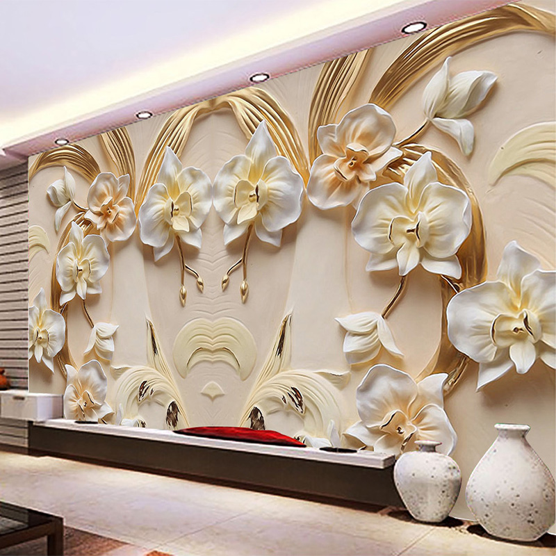 Home Textiles Photos - ورق حائط بنمط فراشة الأوركيد ،