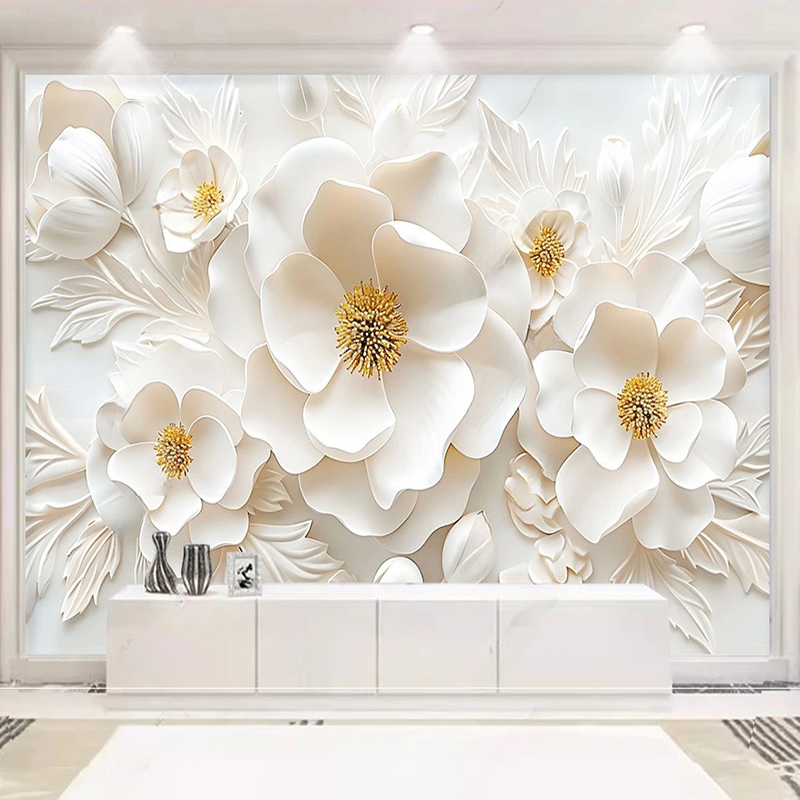 Home Textiles Photos - ورق حائط بضوء زهور ثلاثي الأبعاد