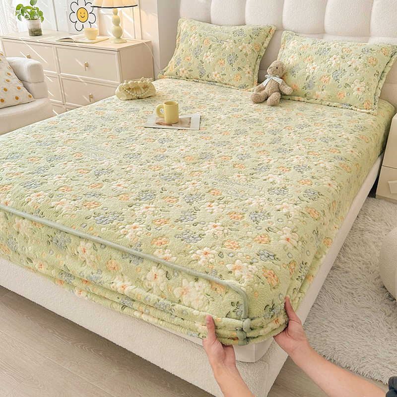 Home Textiles Bedding - طقم ملاءات سرير مخملية للخريف والشتاء،