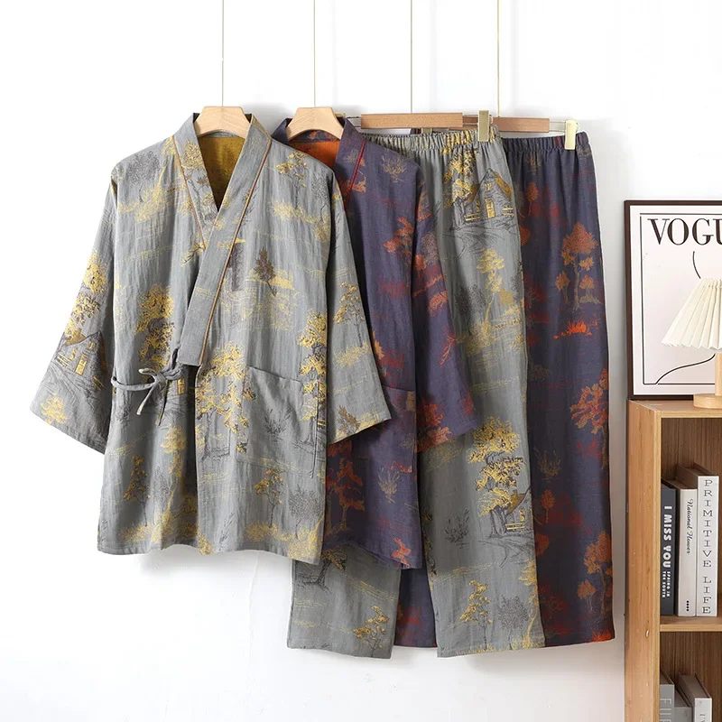 Linum Home Textiles - أرواب كيمونو رجالية للربيع والخريف مع