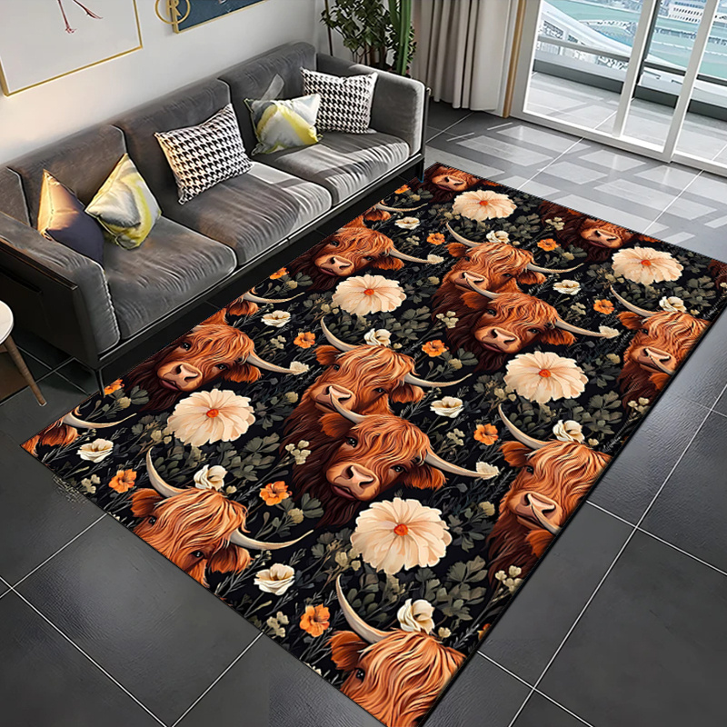 Highland Home Textiles - سجادة منطقة طباعة ياك مخملية كريستالية