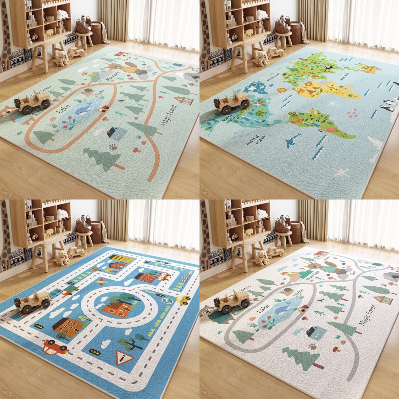 Home Textiles City - سجاد تعليمي للأطفال بتصاميم خريطة العالم