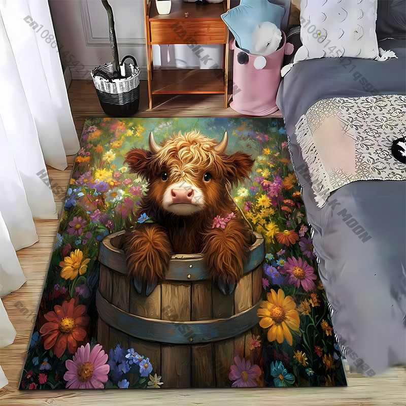 Highland Home Textiles - سجادة أرضية خشبية بتصميم زهور هايلاند،