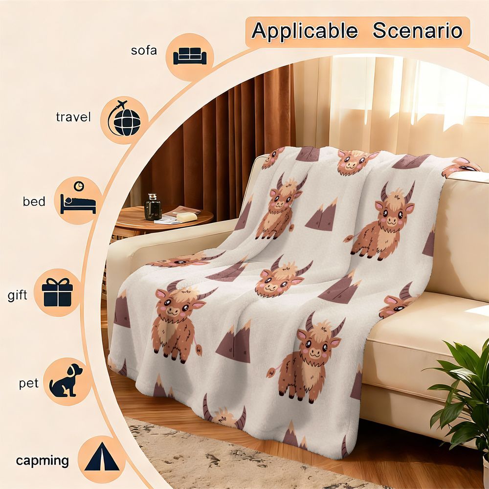 بطانية من الفلانيل بطباعة بقرة - مراجعة Highland Home Textiles وسعره