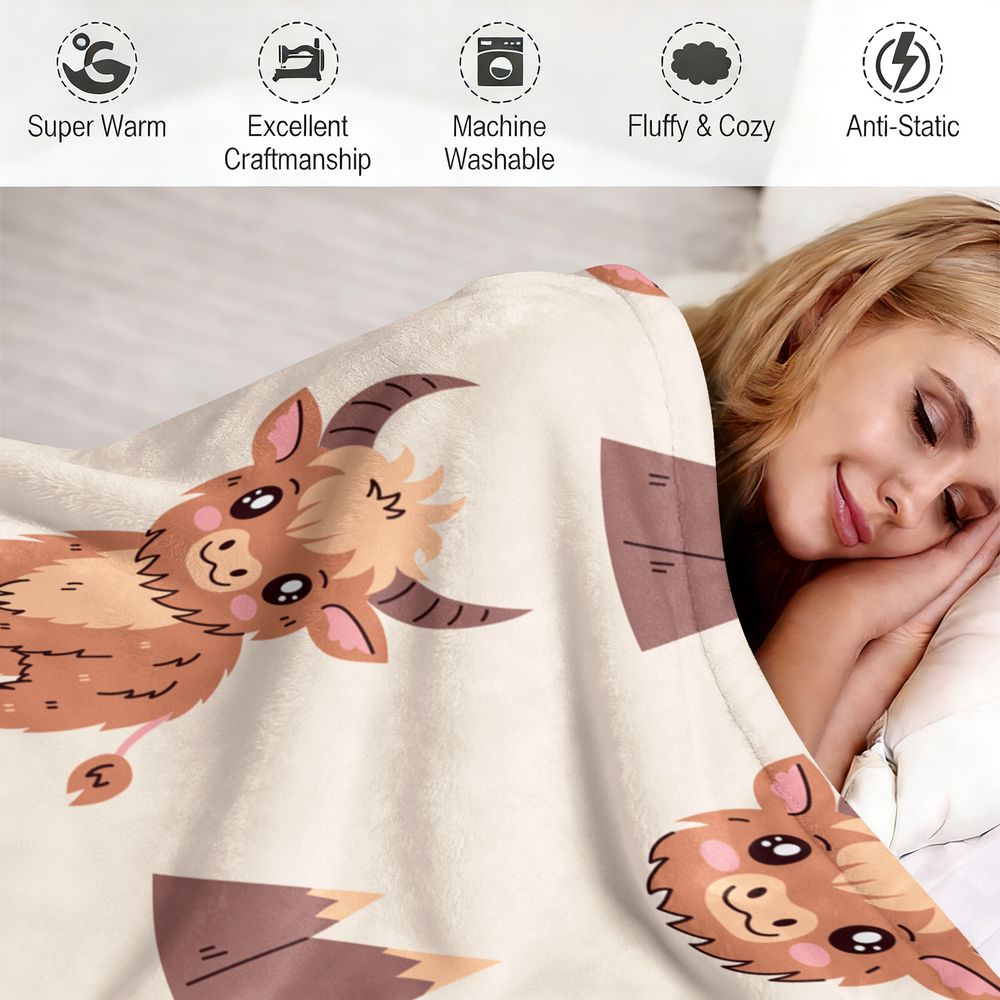 بطانية من الفلانيل بطباعة بقرة - مراجعة Highland Home Textiles وسعره