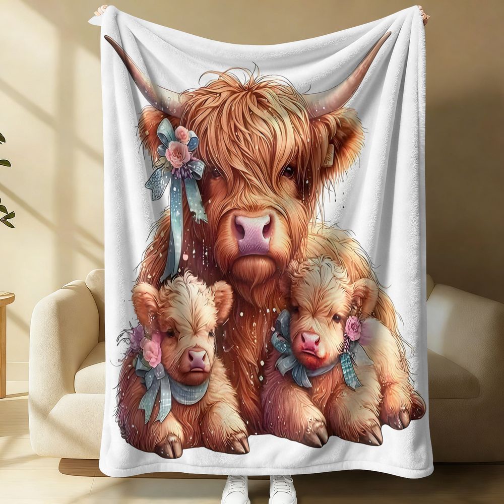 بطانية بطبعة بقرة هايلاند، بطا - مراجعة Highland Home Textiles وسعره