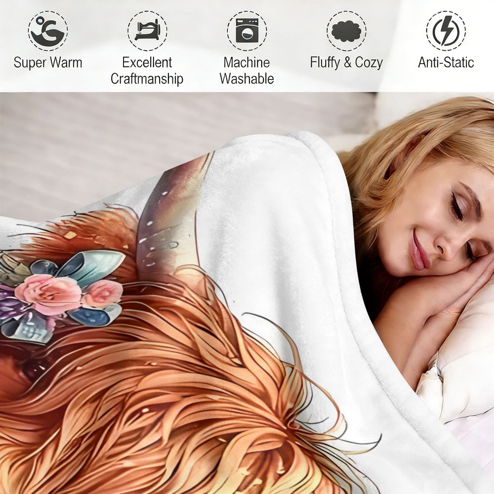 بطانية بطبعة بقرة هايلاند، بطا - مراجعة Highland Home Textiles وسعره