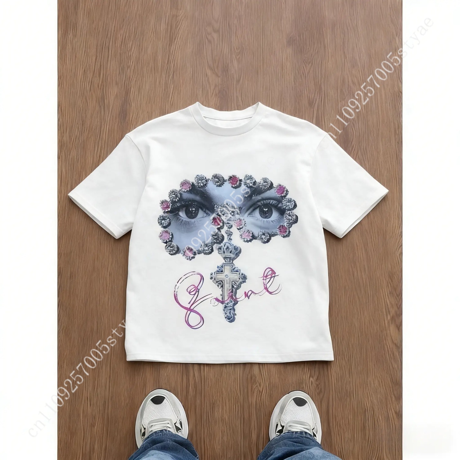 تي شيرت رجالي فضفاض بطباعة جرا - مراجعة Quilt Cotton Summer وسعره