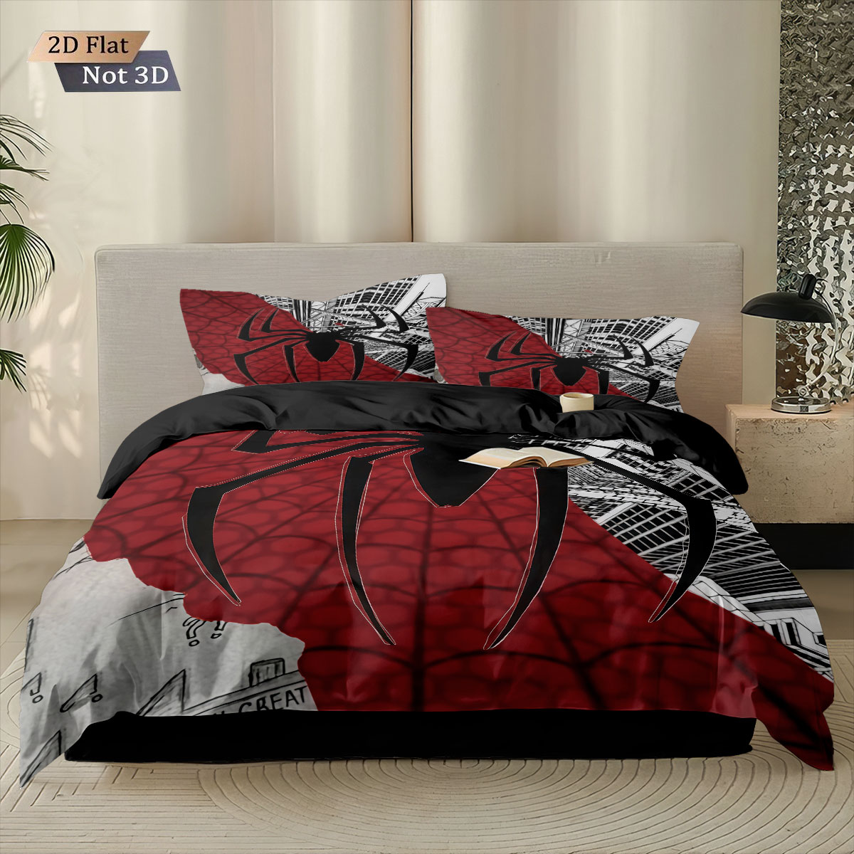طقم لحاف مطبوع عليه عنكبوت أسو - مراجعة Home Textiles Bedding وسعره