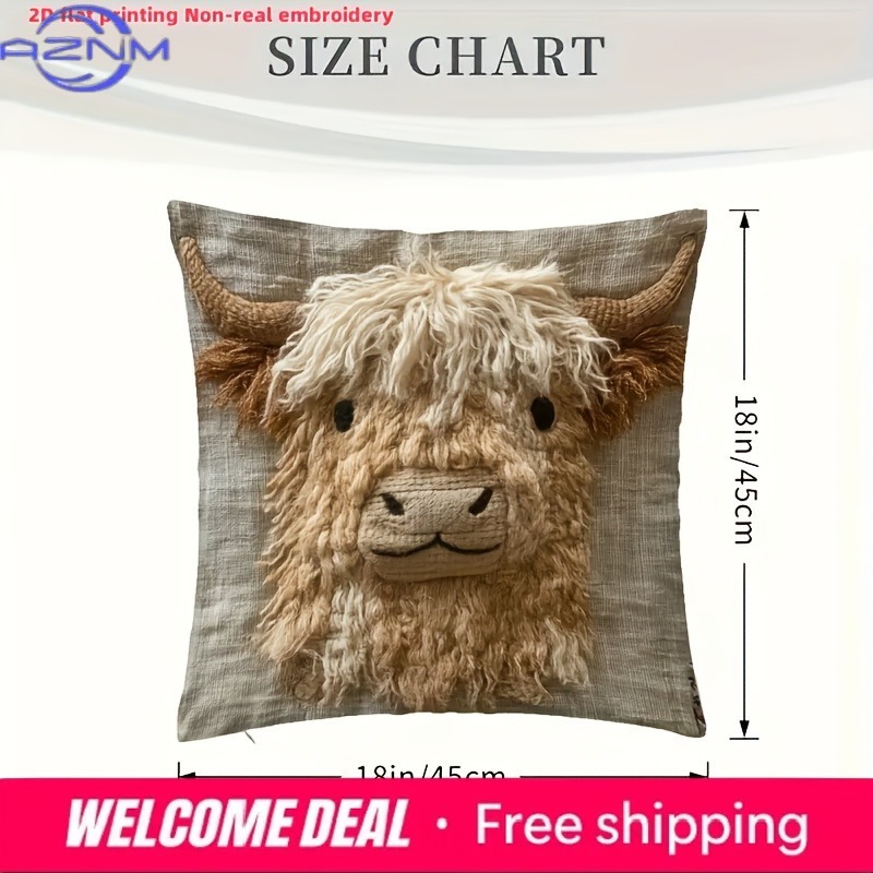 غطاء وسادة مطبوع بتصميم بقرة ه - مراجعة Highland Home Textiles وسعره