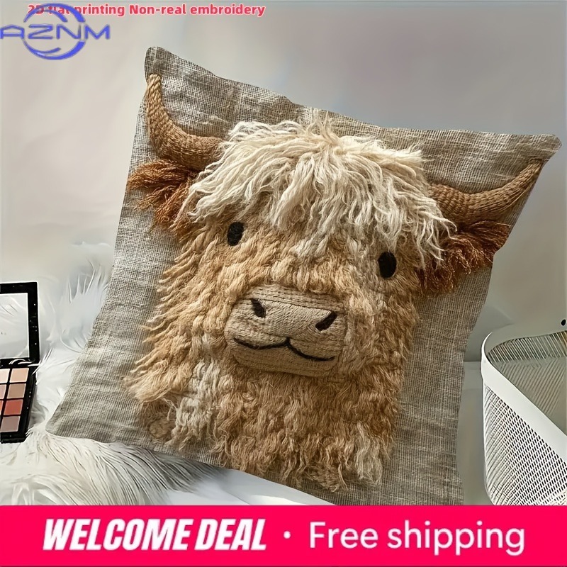 غطاء وسادة مطبوع بتصميم بقرة ه - مراجعة Highland Home Textiles وسعره