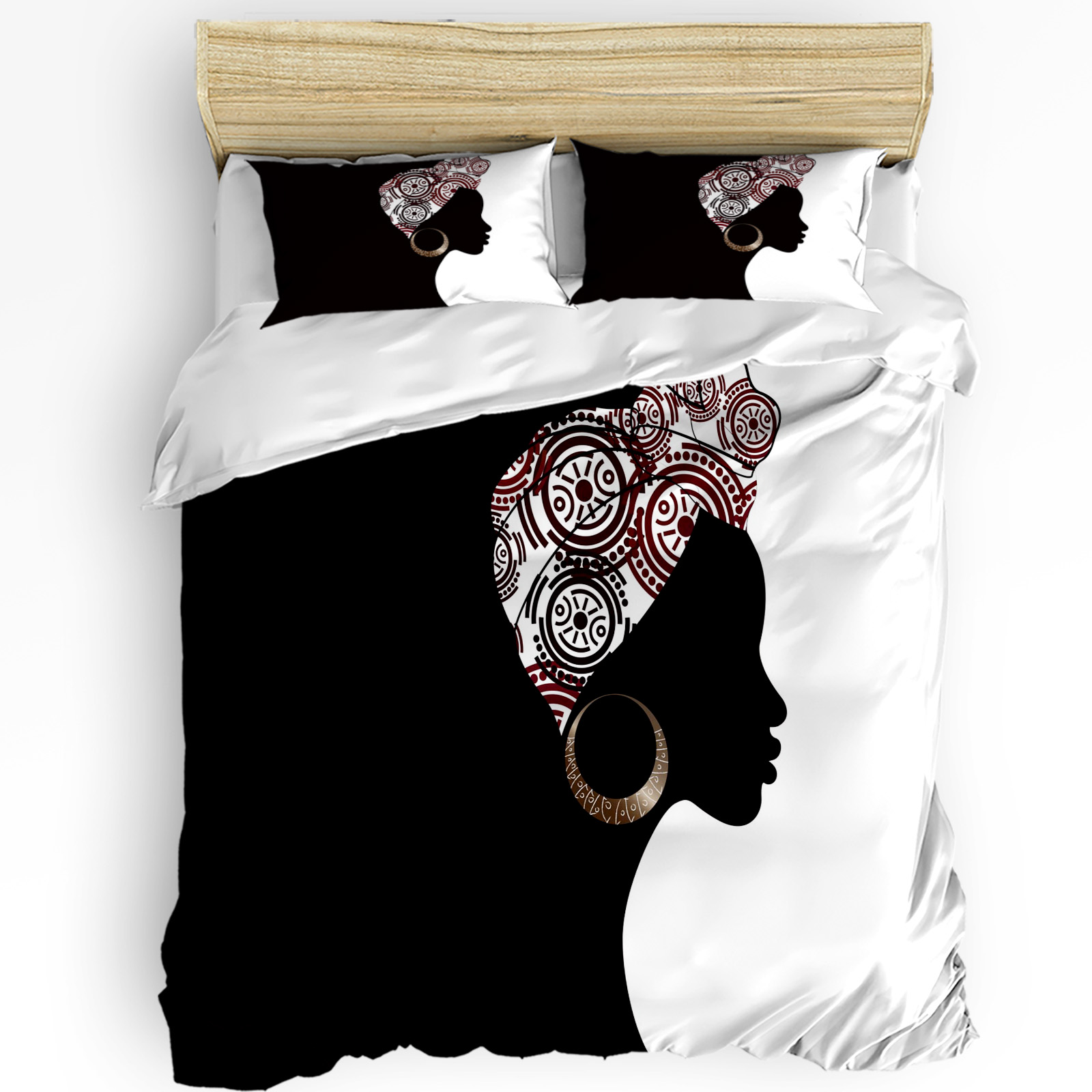 امرأة سوداء أسود أبيض طقم سرير - مراجعة Home Textiles Bedding وسعره